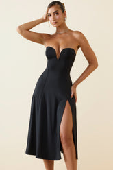 Bandeau Midaxi Dress in Black