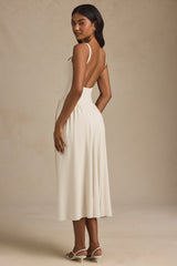 Low-Back A-Line Midaxi Dress in Ivory