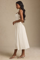Low-Back A-Line Midaxi Dress in Ivory