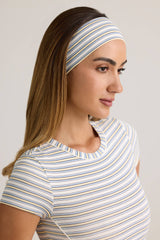 Modal Ribbed Headband in Blue & Yellow Stripe