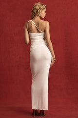 Textured Jersey Low-Rise Maxi Skirt in White