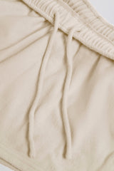 Brushed Jersey Elasticated Mini Shorts in Ecru