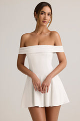 Modal Off-Shoulder A-Line Mini Dress in White