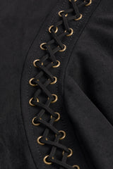 Lace-Up Mid-Rise Mini Skirt in Black