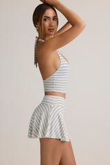 Modal Halterneck Tank Top in Blue & Yellow Stripe
