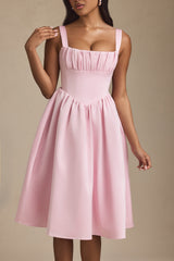 Draped Corset Midaxi Dress in Blush