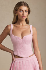 Lace-Up Corset Top in Soft Pink