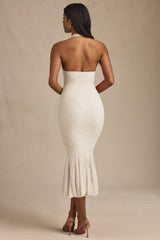 Halterneck Corset Lace Midaxi Dress in Ivory