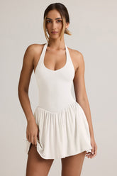Modal Backless Halterneck Mini Dress in White