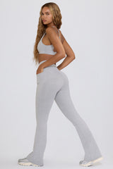 Soft Active Crossover Flared Trousers in Grey Marl