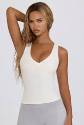 Soft Active V-Neck Tank Top in White