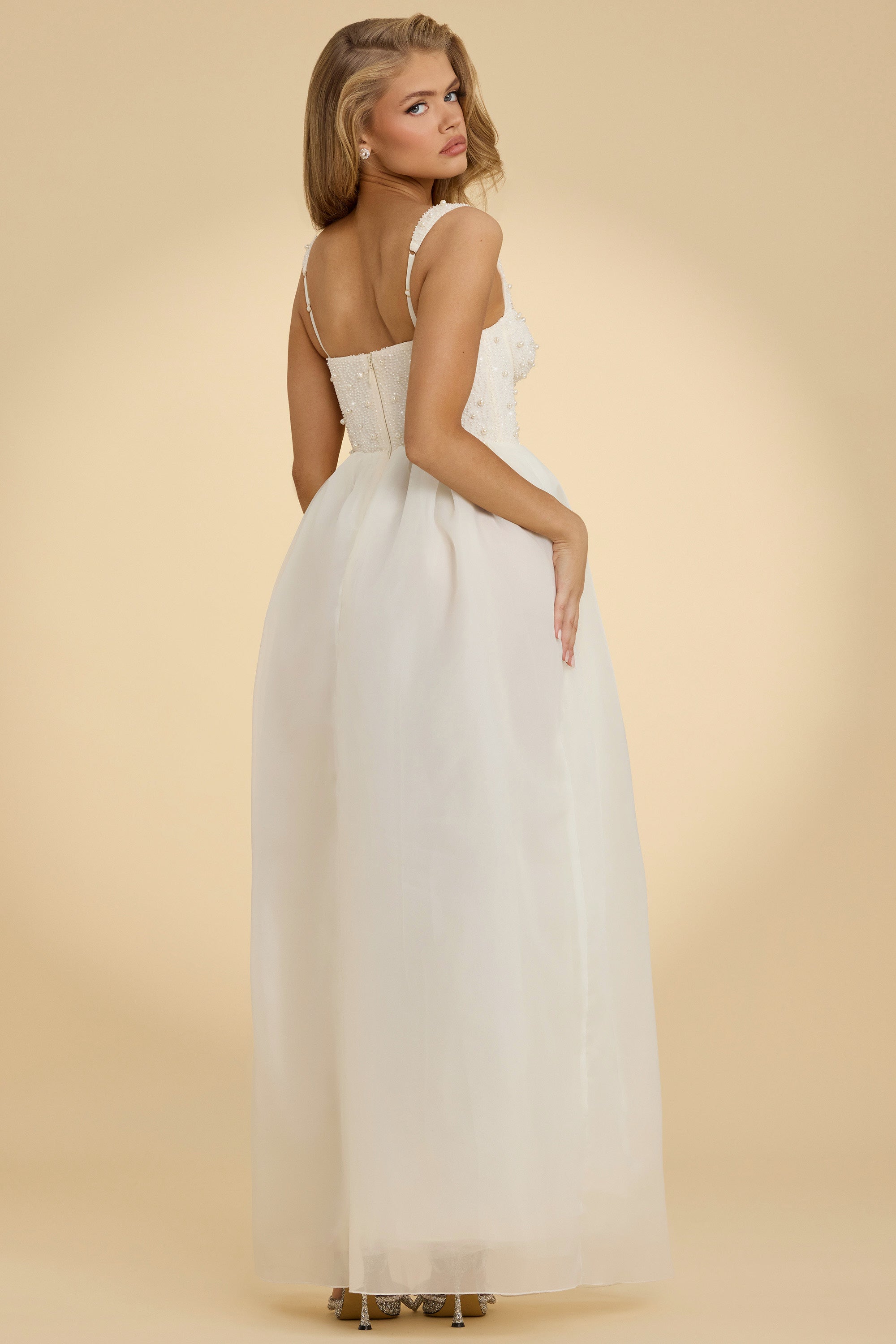 Embellished Corset Gown in White