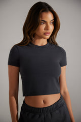 Cap Sleeve Baby Tee in Washed Black