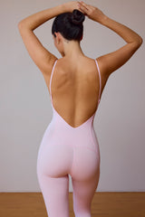 Petite Open-Back Jumpsuit in Soft Pink