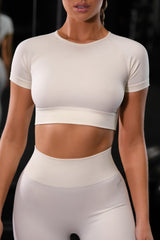 Determined Seamless Crop Top in Cream
