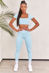 Slinky Crop Top in Ice Blue