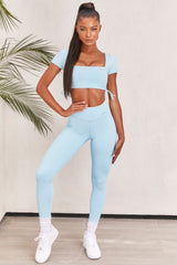 Slinky Crop Top in Ice Blue