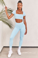 Slinky Crop Top in Ice Blue