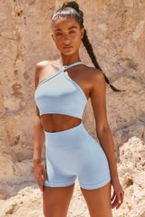 Seamless Cross Strap Sports Bra in Blue