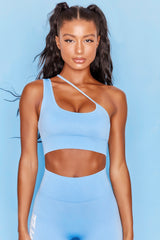 Evolve Seamless Asymmetric Crop Top in Light Blue