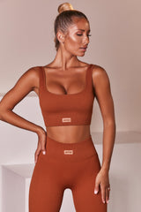 Ribbed Full Length Leggings in Light Brown