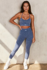 Oxygen Seamless Acid Wash Sports Bra in Indigo
