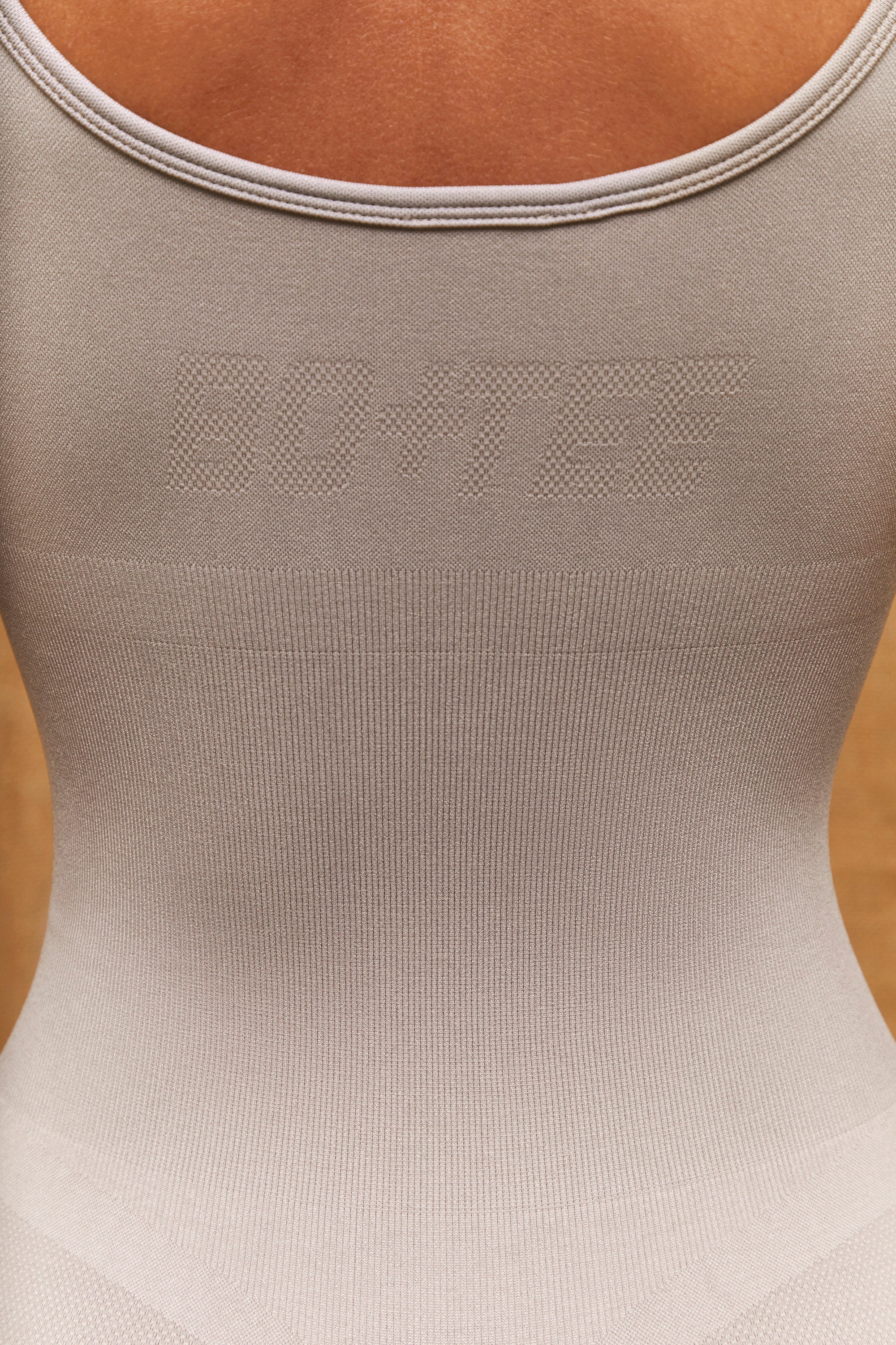 Zip Front Contour Unitard in Stone