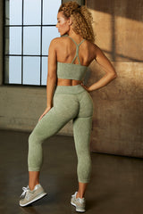 Consistency Seamless 3/4 Length Leggings With Shaping Detail in Washed Khaki