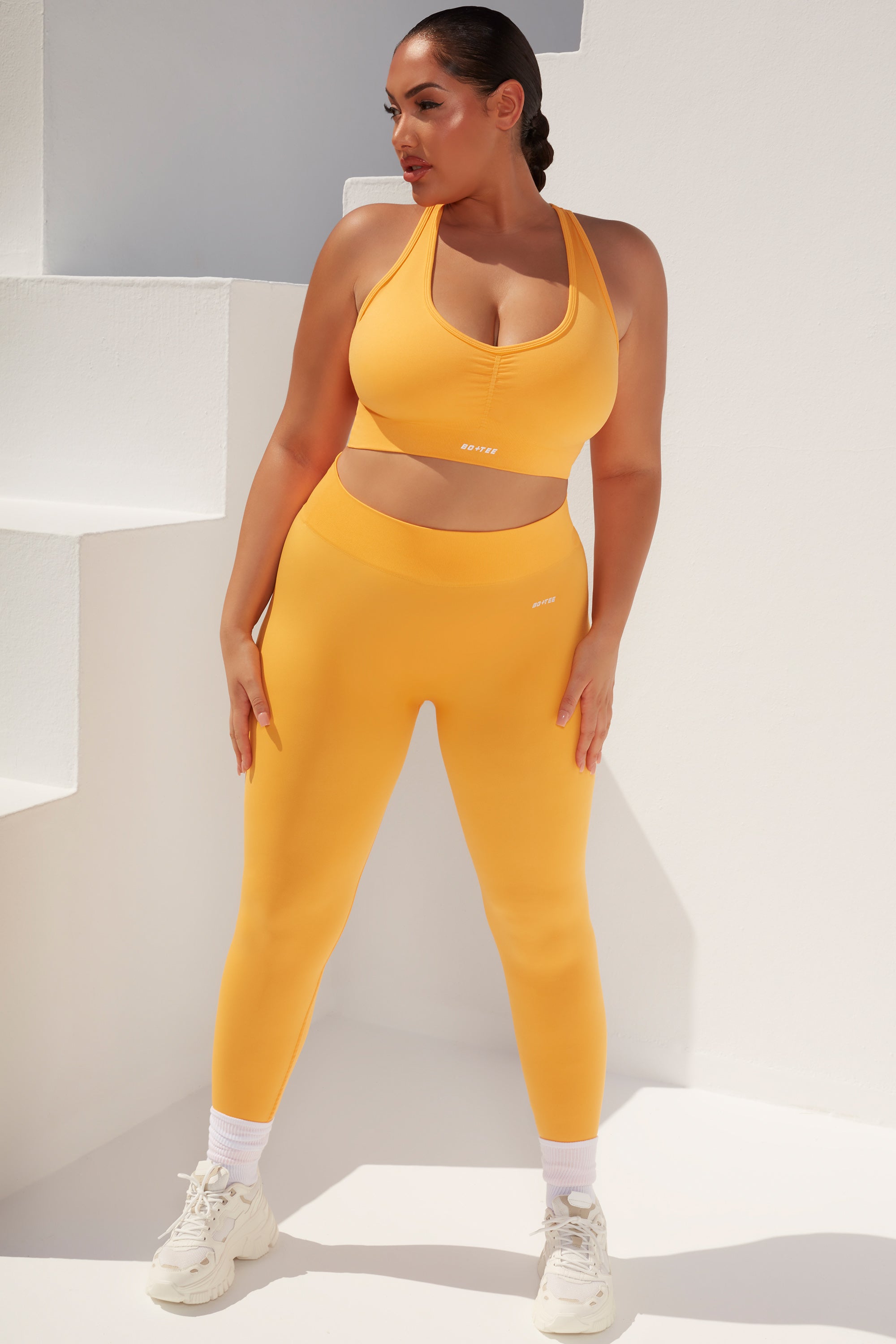 Surge Petite Curved Waist Seamless Leggings in Light Orange