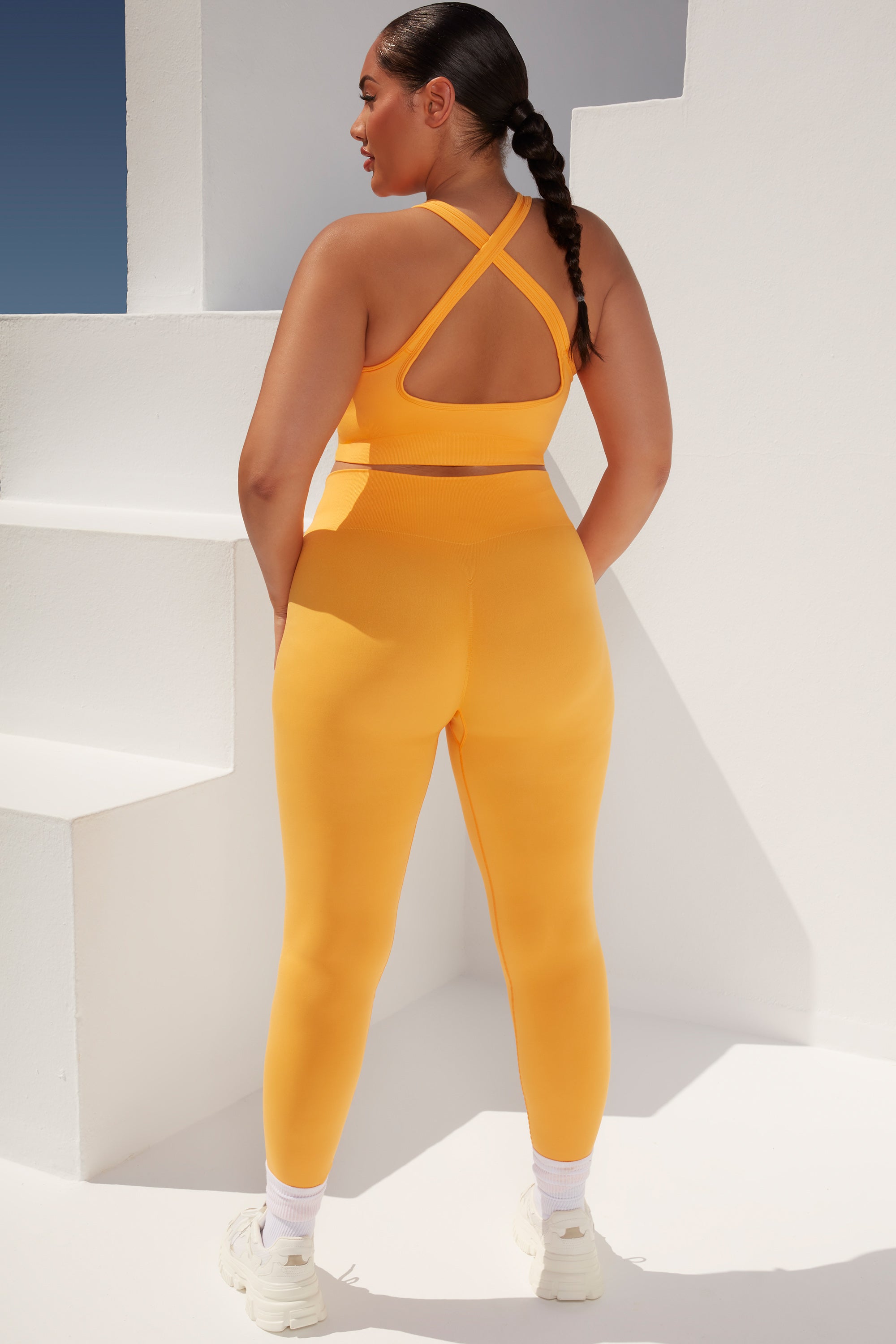Surge Petite Curved Waist Seamless Leggings in Light Orange