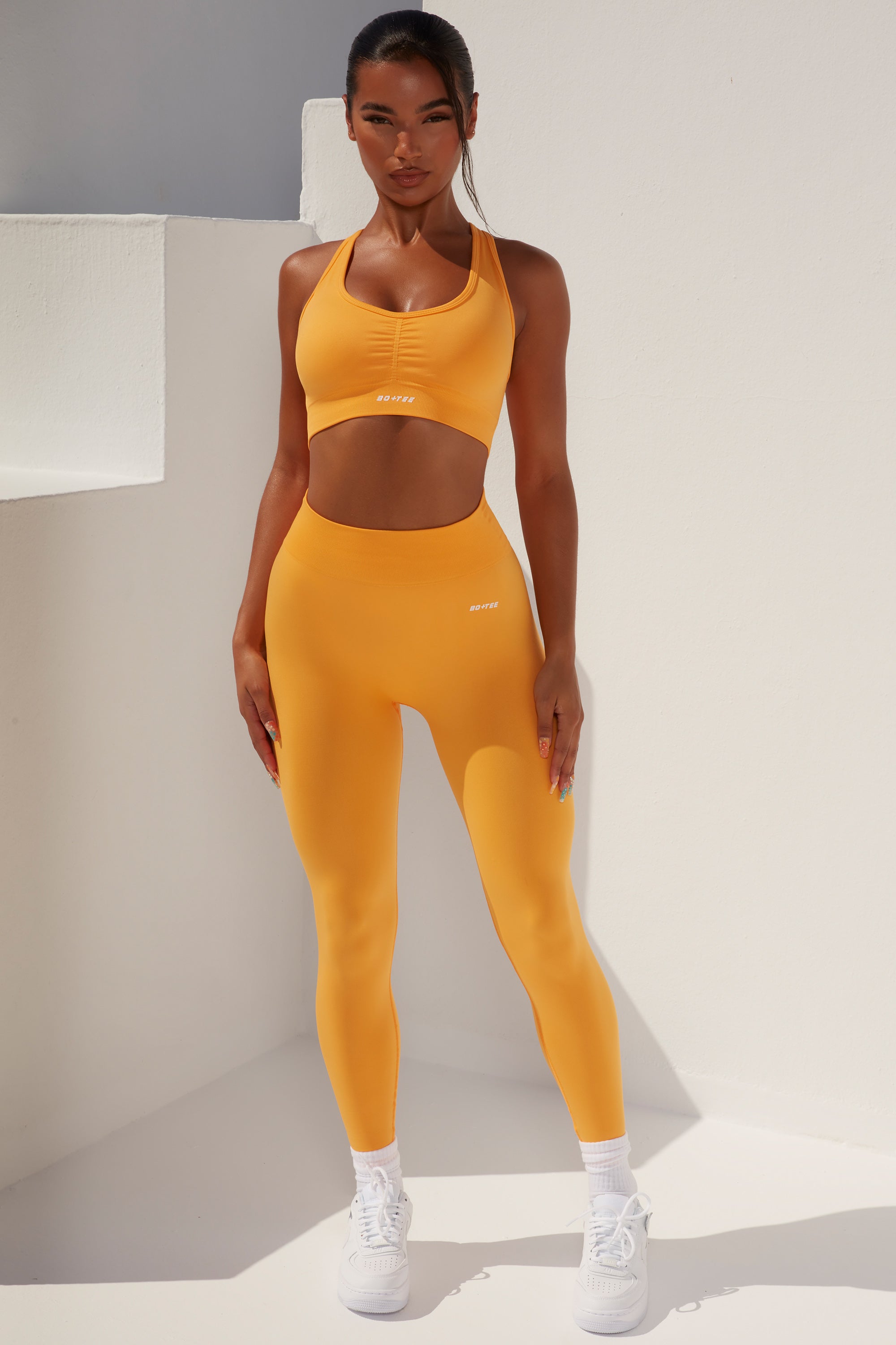Surge Petite Curved Waist Seamless Leggings in Light Orange