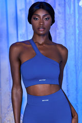 One Shoulder Sports Bra in Blue