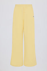 Button-Detail Low-Rise Wide-Leg Joggers in Lemon
