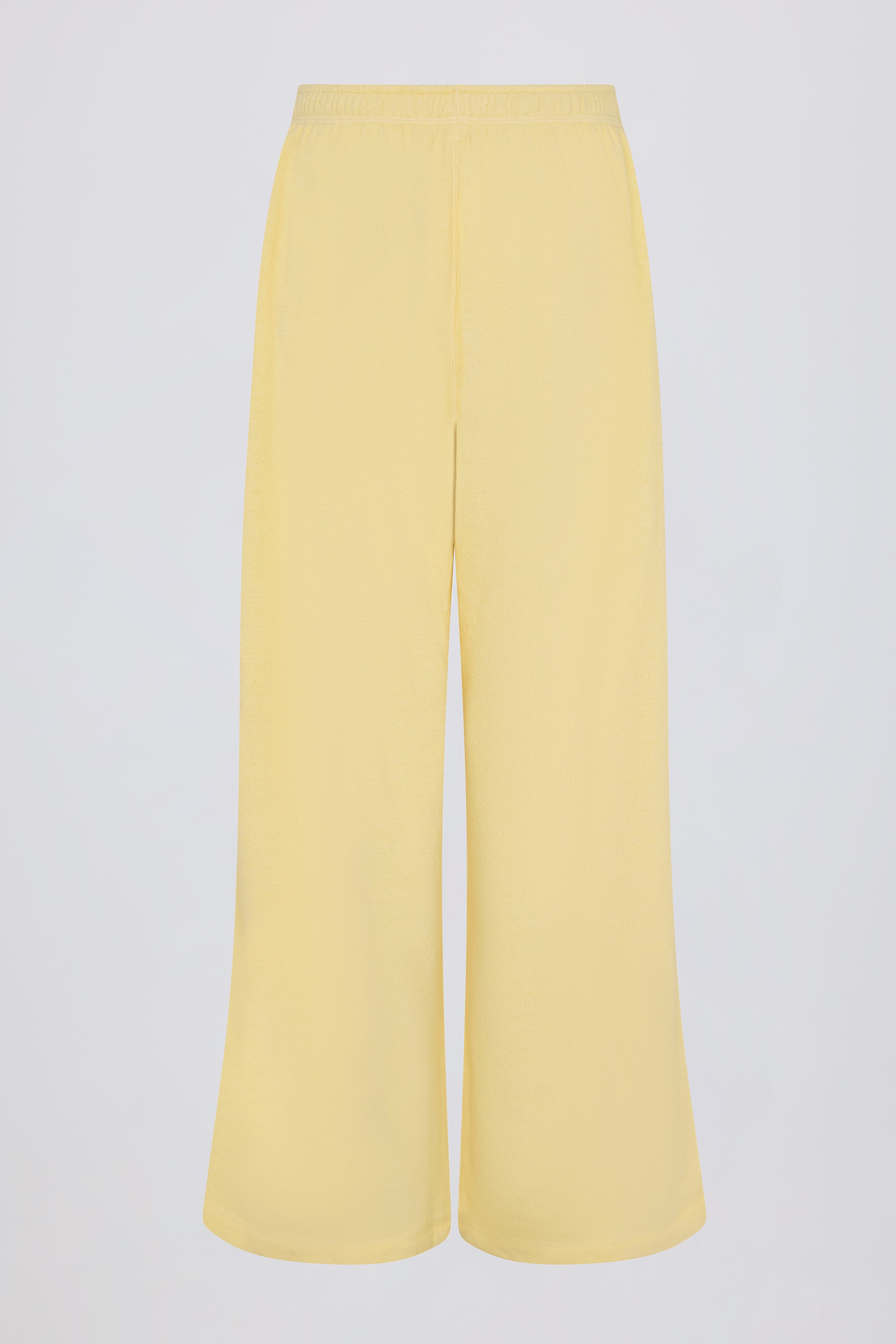 Button-Detail Low-Rise Wide-Leg Joggers in Lemon