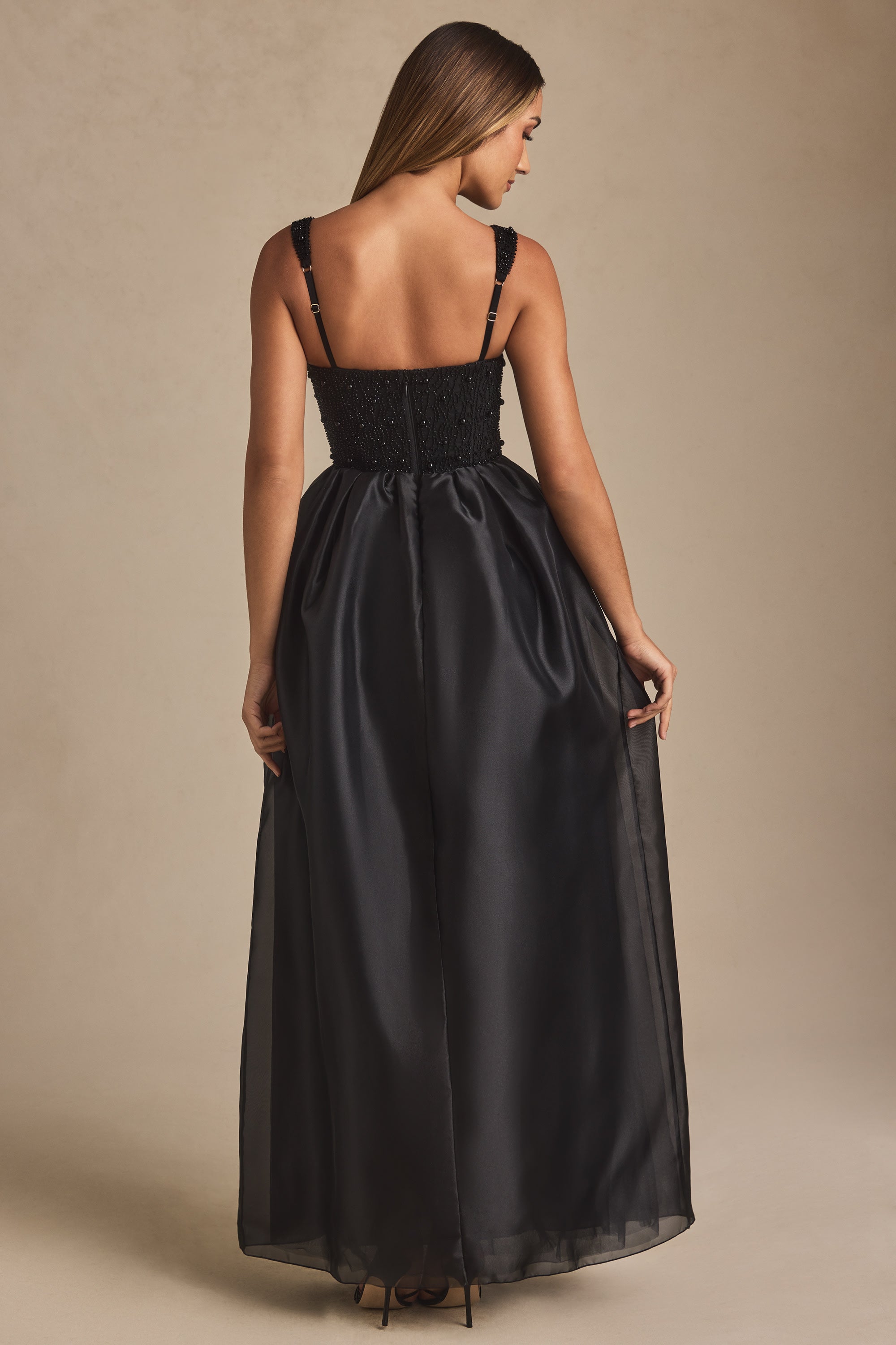 Embellished Corset Gown in Black
