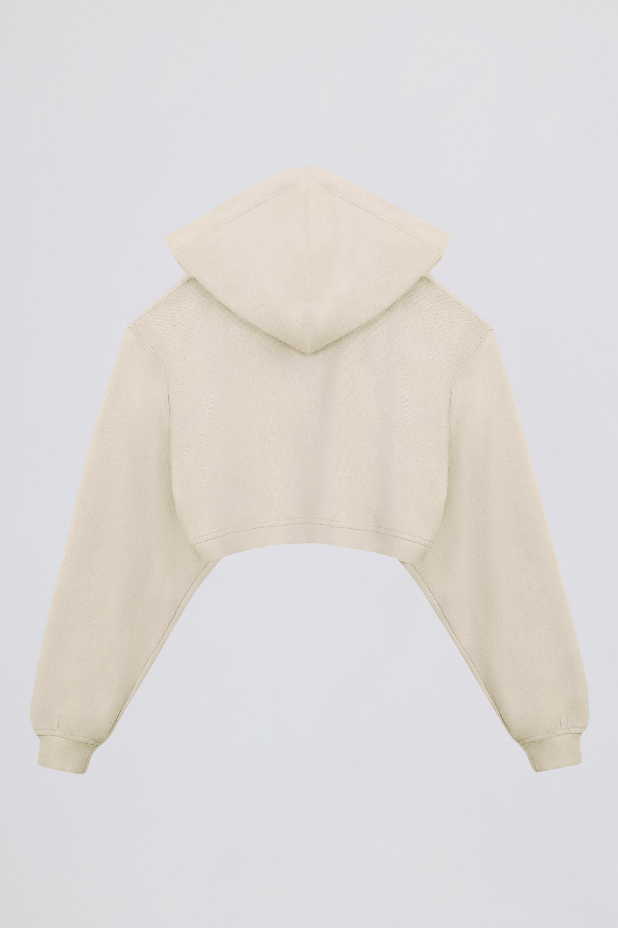 Brushed Jersey Hooded Cropped Shrug in Ecru