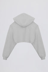Brushed Jersey Hooded Cropped Shrug in Fog Grey