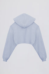Brushed Jersey Hooded Cropped Shrug in Soft Blue