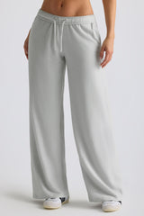 Brushed Jersey Wide-Leg Joggers in Fog Grey