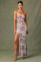 Embellished Cut-Out Fishtail Maxi Dress in Lilac