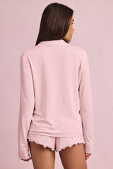 Modal Long-Sleeve Pyjama Top in Baby Pink