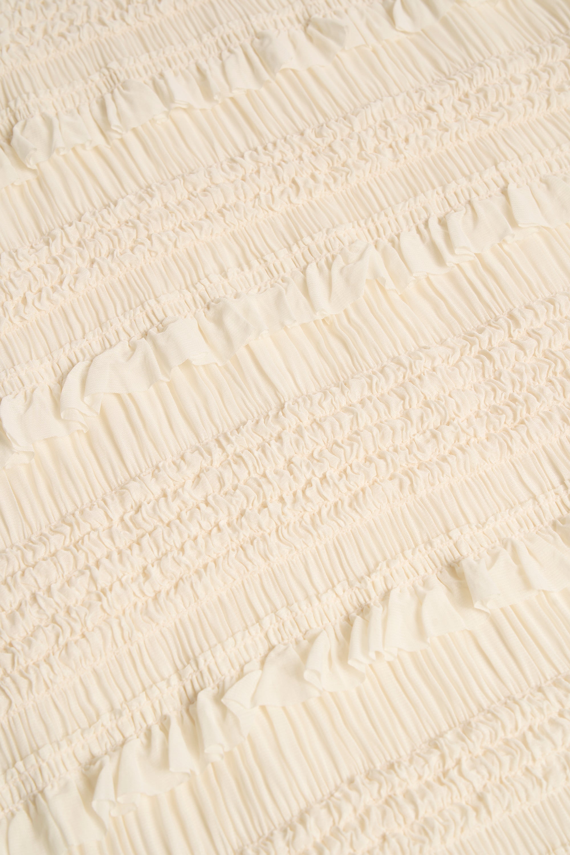 Ruffled Mid-Rise Maxi Skirt in Ivory