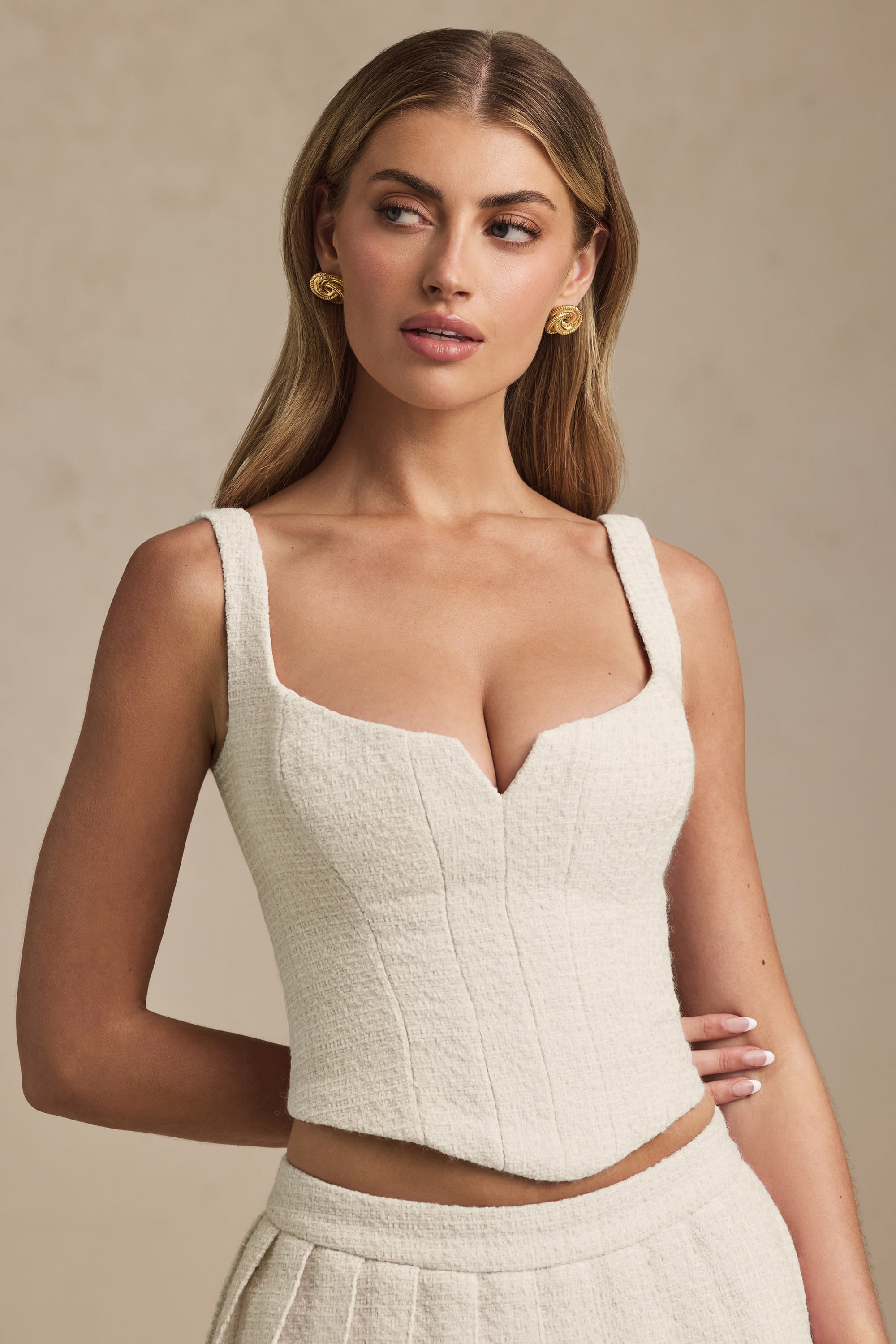 Lace-Up Corset Top in Ivory