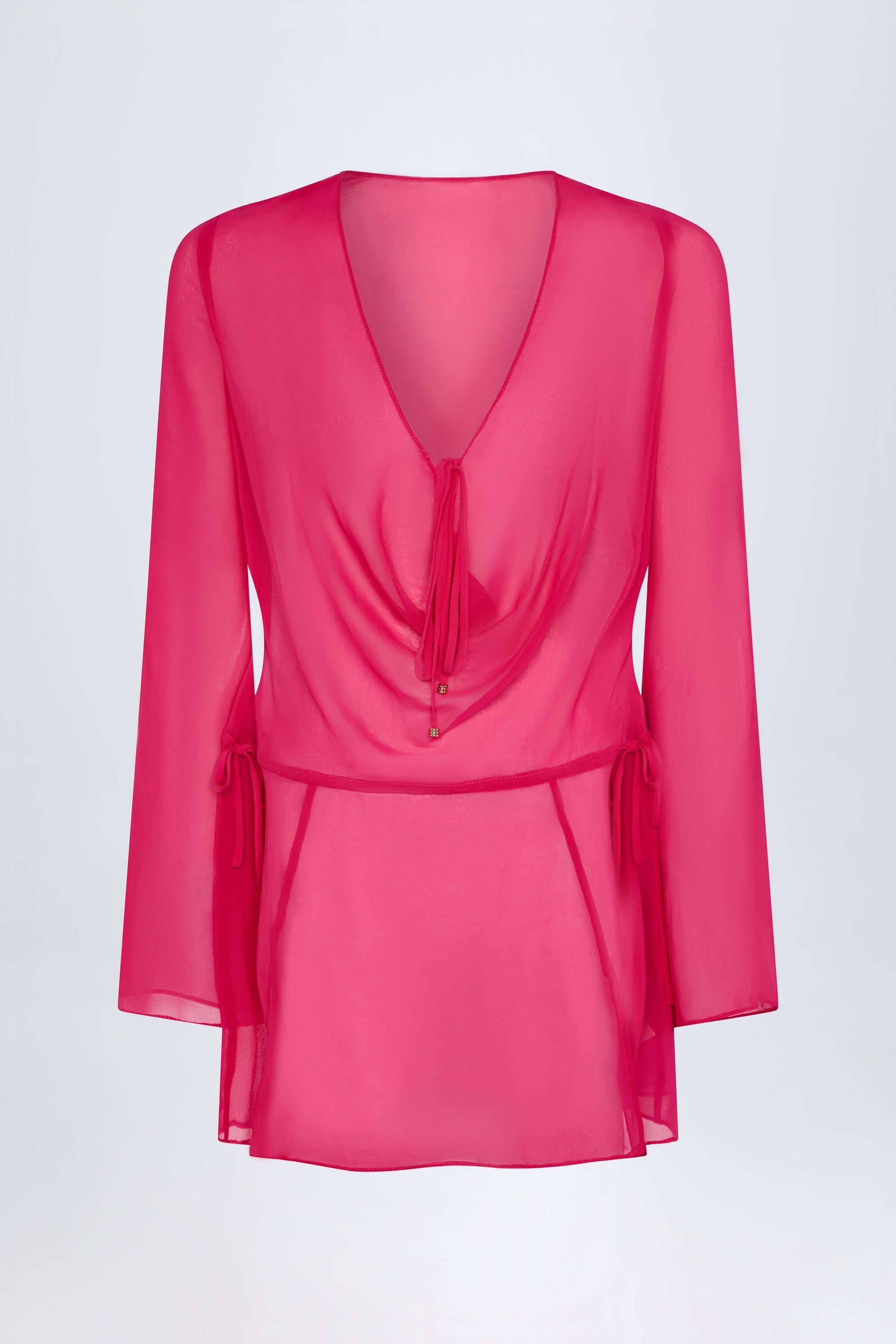 Cowl-Neck Mini Dress in Fuchsia