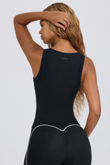 Soft Active V-Neck Tank Top in Black