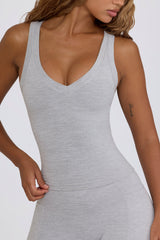 Soft Active V-Neck Tank Top in Grey Marl