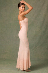 Embellished Sweetheart-Neck Fishtail Gown in Dusty Rose